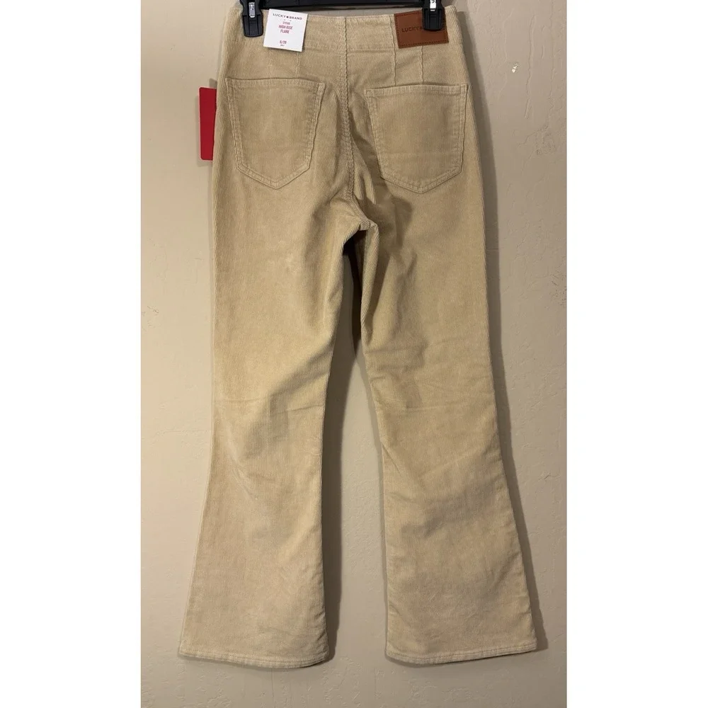 Lucky Brand Corduroy Pants Women 6/28 Ankle Stevie High Rise Flare Boho‎ NEW